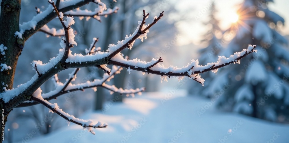 Winter snowflakes on bare tree branches, cold, frost, trees Winter snowflakes on bare tree branches, cold, frost, trees