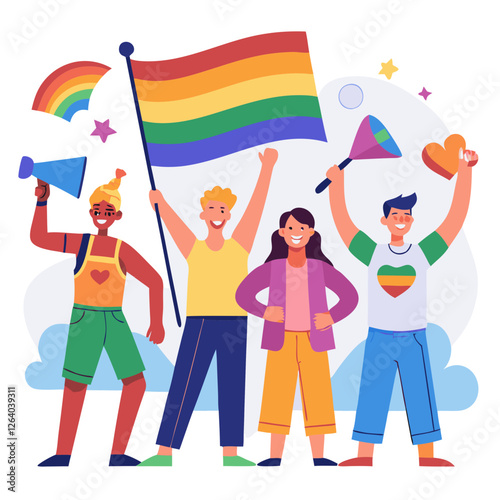 The local LGBTQ community gathers to celebrate pride month, showcasing vibrant flags and engaging in joyful activities, promoting unity and acceptance among participants