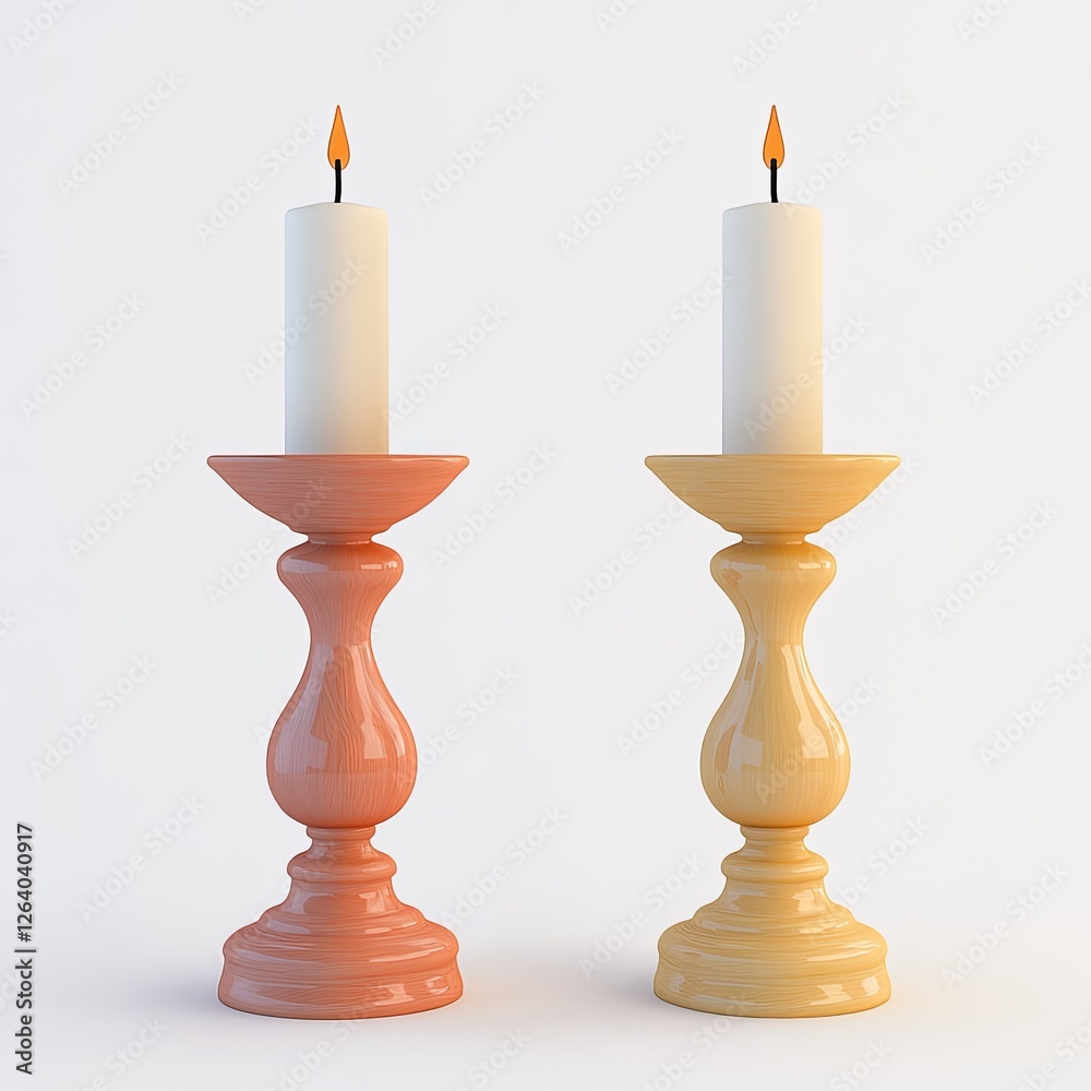 candle holders, 3d style imitation, cartoon icon, white background candle holders, 3d style imitation, cartoon icon, white background