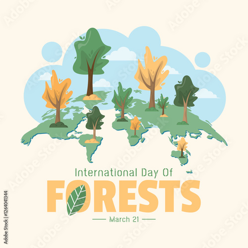 International Day of Forests Poster. Forest locations around the world