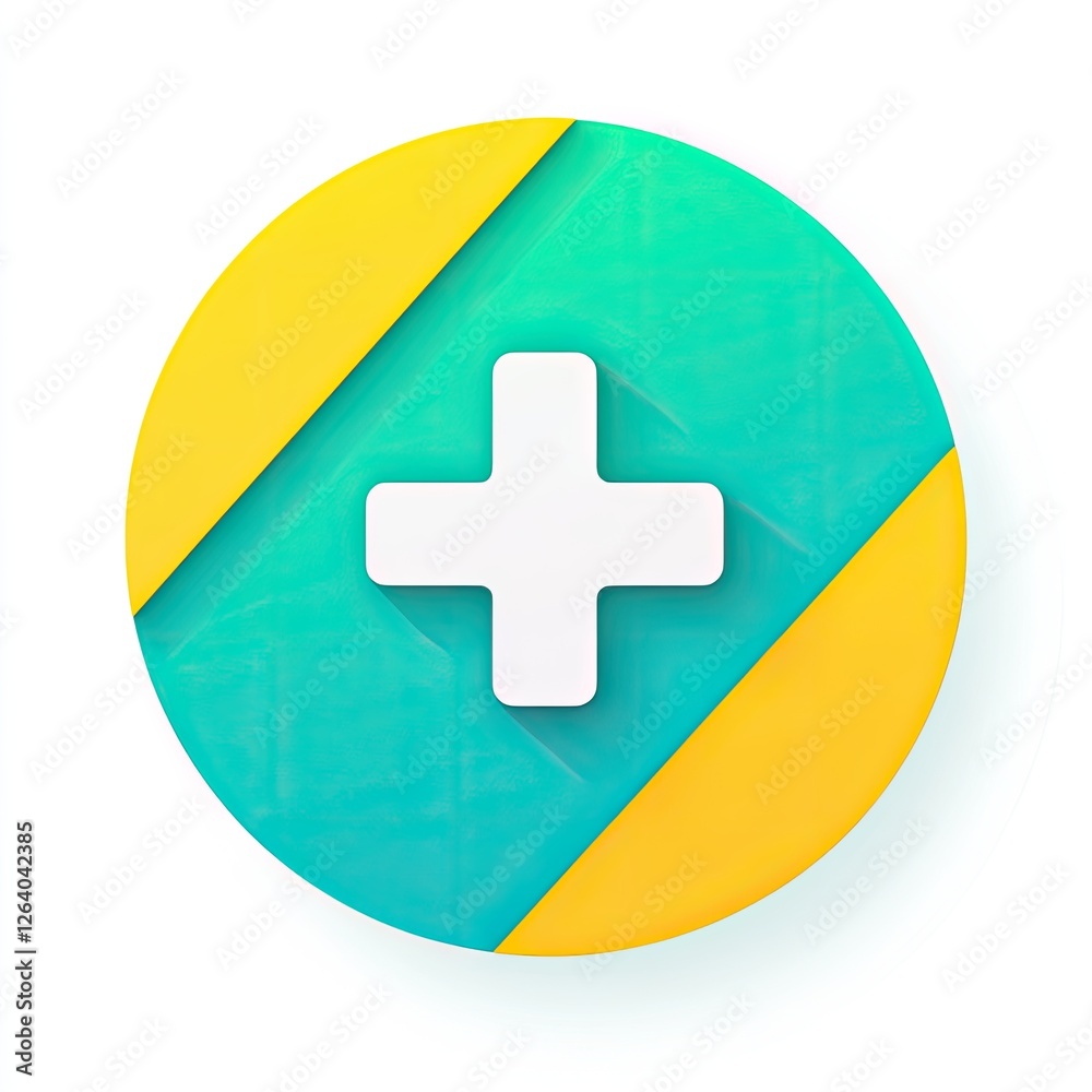 Fototapeta premium Colorful plus icon, graphic design, app button, digital interface