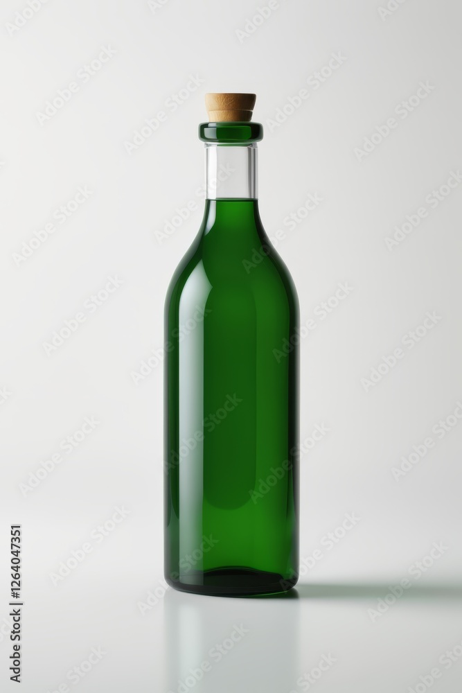 there is a green bottle with a cork on the top there is a green bottle with a cork on the top