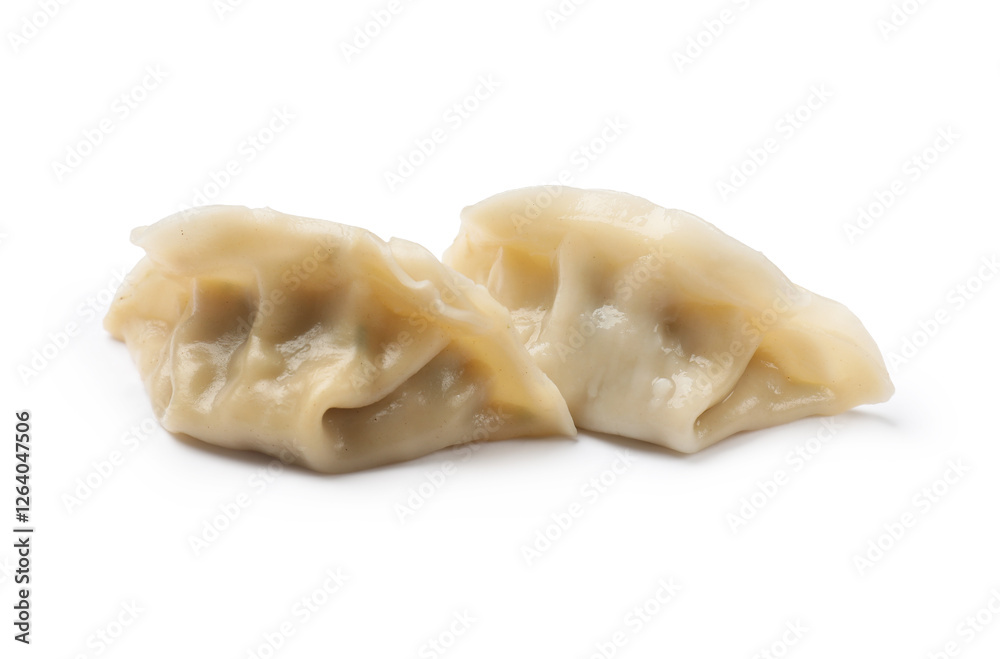 Fresh gyoza dumplings isolated on white. Chinese cuisine Fresh gyoza dumplings isolated on white. Chinese cuisine