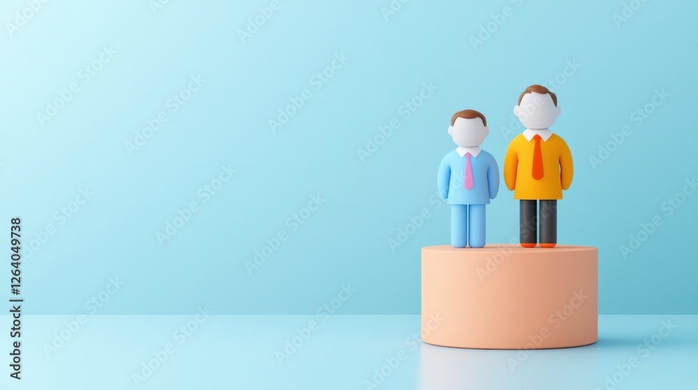 Two Cartoon Characters on a Pedestal Representing Gender Diversity in Business or Professional Settings Two Cartoon Characters on a Pedestal Representing Gender Diversity in Business or Professional Settings