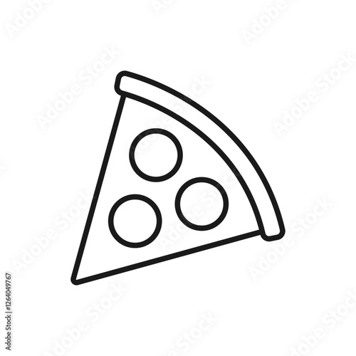 Pizza slice line icon on white background.