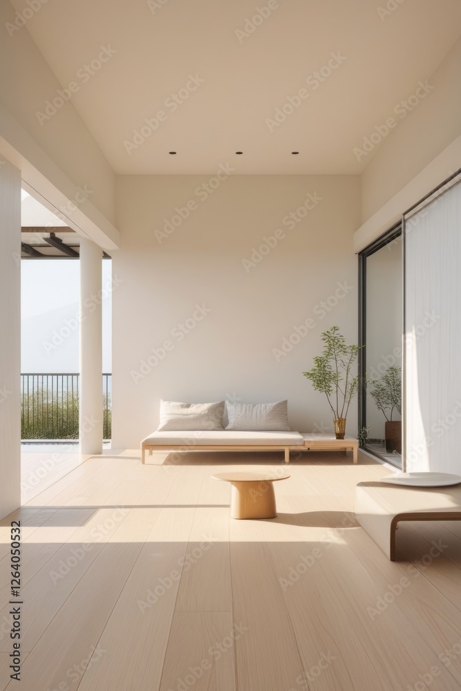 Fototapeta premium Minimalist Modern Patio Design With Natural Light