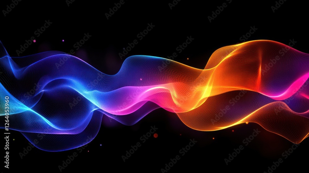 Obraz premium Vibrant Abstract Waves in Dark Background