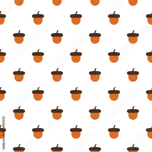 Seamless pattern acorns on white background.
