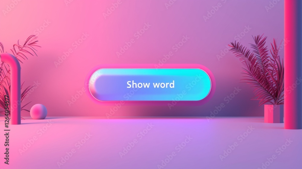 A stylish futuristic button featuring Show word glows with neon colors in a sleek digital environment. The design blends pastel tones, cyber aesthetics, and a modern tech interface. AI generated.
