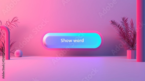 Obraz na płótnie A stylish futuristic button featuring Show word glows with neon colors in a sleek digital environment. The design blends pastel tones, cyber aesthetics, and a modern tech interface. AI generated. w salonie