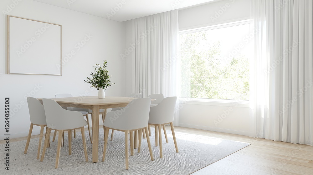 Fototapeta premium Modern Dining Room Interior, Bright, Minimalist Design