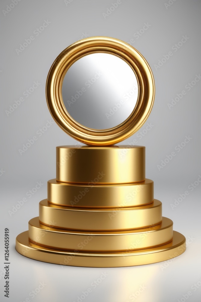 a close up of a gold pedestal with a mirror on top a close up of a gold pedestal with a mirror on top