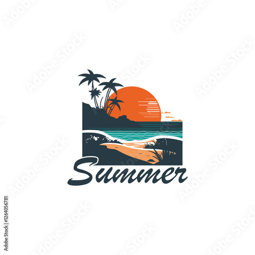 Holiday summer beach logo vector