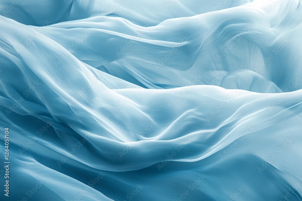 Obraz premium Soft Flowing Blue Fabric Drapery for Background and Textile Use