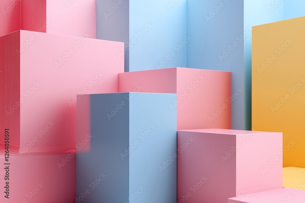Fototapeta premium Abstract Pastel Colored Cubes Geometric Design