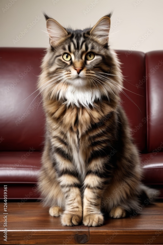 araffe cat sitting on a leather couch looking at the camera araffe cat sitting on a leather couch looking at the camera