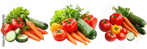 Fresh Colorful Vegetables Including Tomatoes, Carrots, and Cucumbers