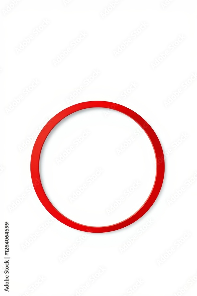 there is a red circle on a white surface with a red handle there is a red circle on a white surface with a red handle