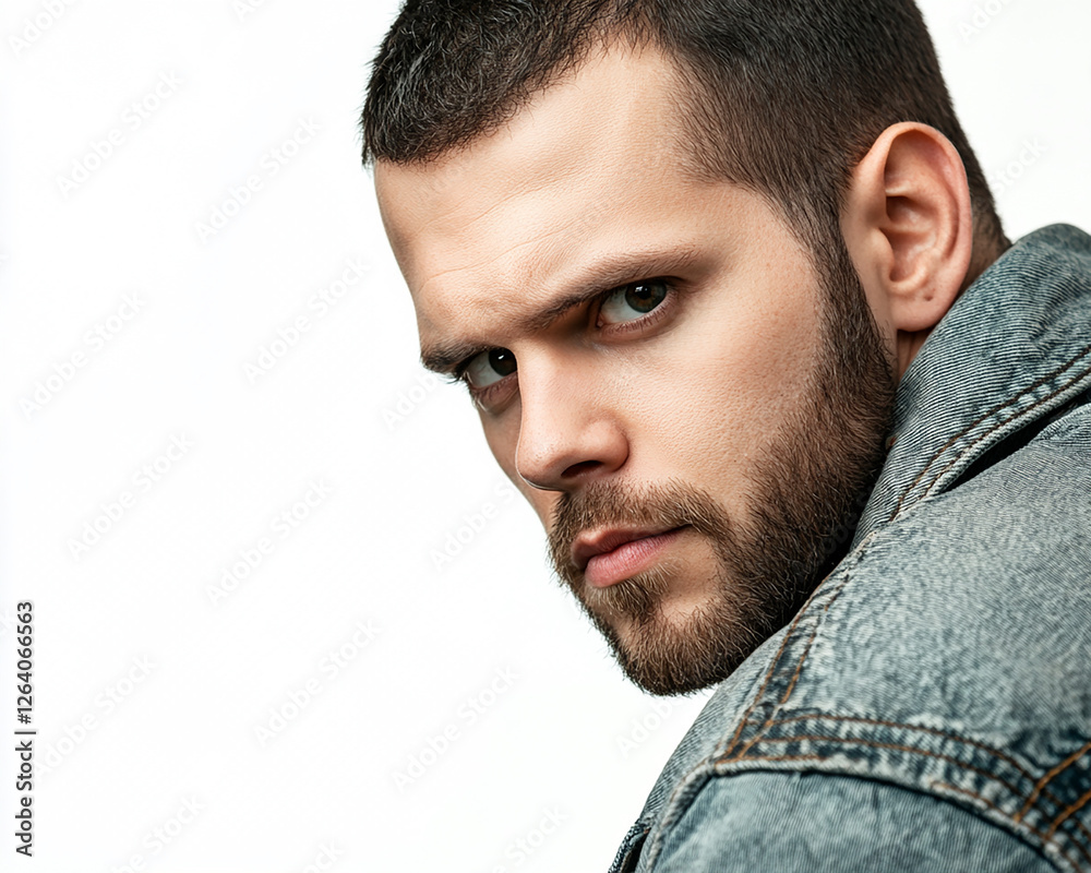 Fototapeta premium Man portrait on white background