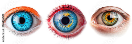 Close-up of Unique Human Eyes with Vibrant Colors and Textures