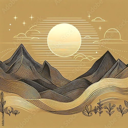 vector illustration of an abstract landscape with mountains