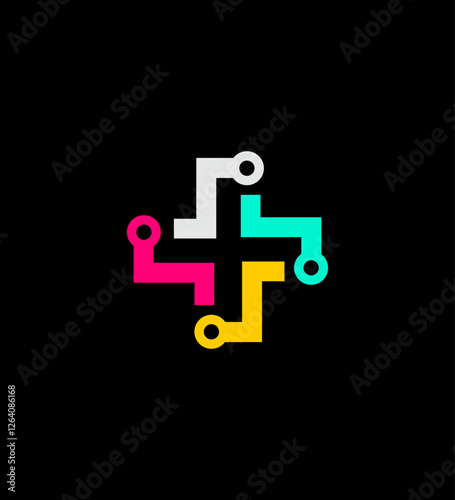 Modern Healthcare Technology Logo Digital Health, Medical Innovation