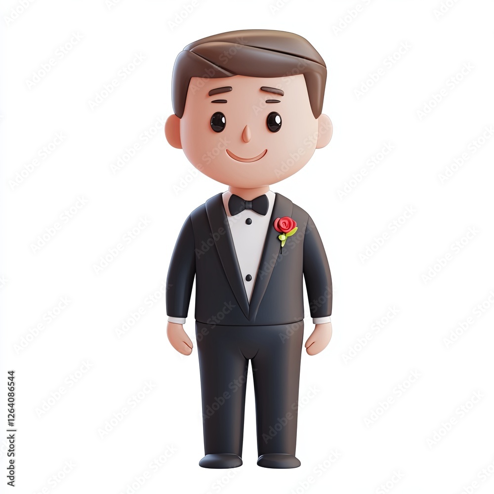 groom, 3d style imitation, cartoon icon, white background groom, 3d style imitation, cartoon icon, white background