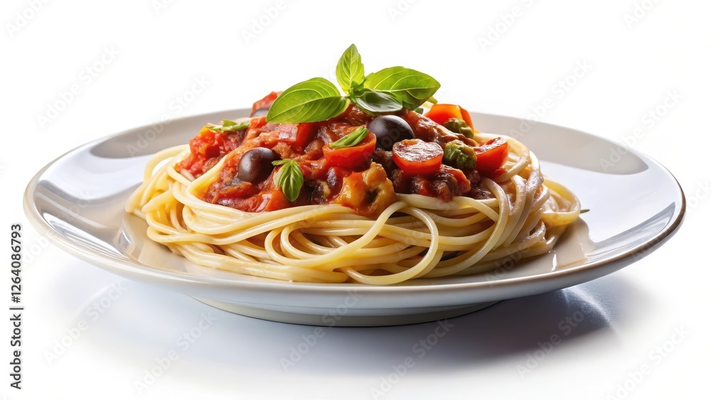 Classic Italian dish on a white background, restaurant quality, dinner plate Classic Italian dish on a white background, restaurant quality, dinner plate