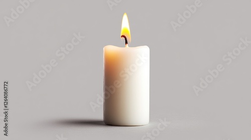 Wallpaper Mural A single white candle with a warm flickering flame against a neutral background. Torontodigital.ca