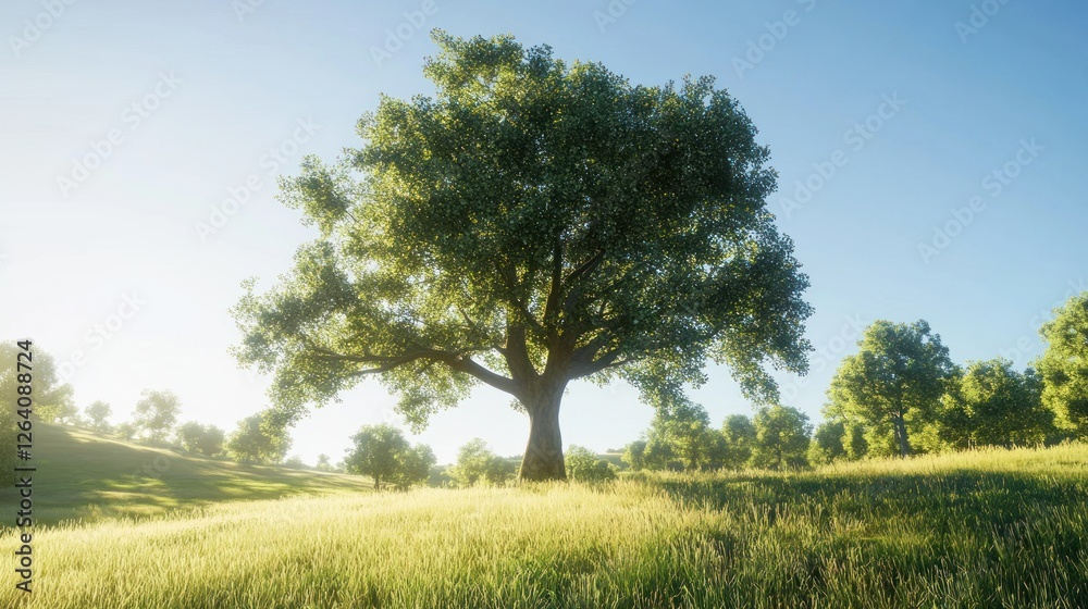 Sunrise oak tree meadow field landscape nature Sunrise oak tree meadow field landscape nature