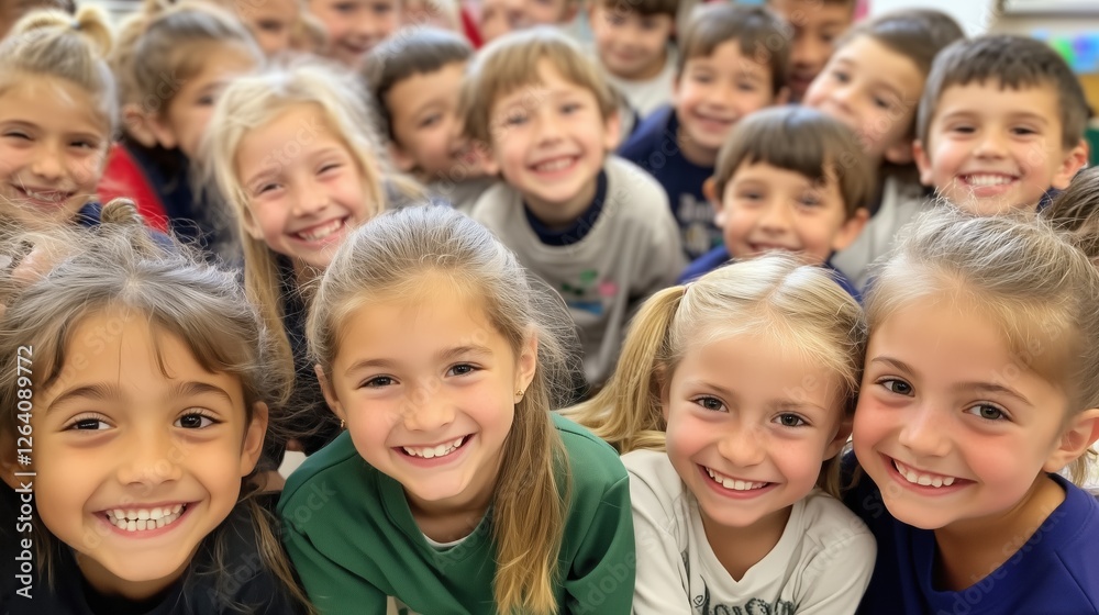 Classroom Smiles: A sea of happy, smiling faces looking directly at the camera. This image is a visual representation of childhood innocence, joy, and the power of education. Classroom Smiles: A sea of happy, smiling faces looking directly at the camera. This image is a visual representation of childhood innocence, joy, and the power of education.