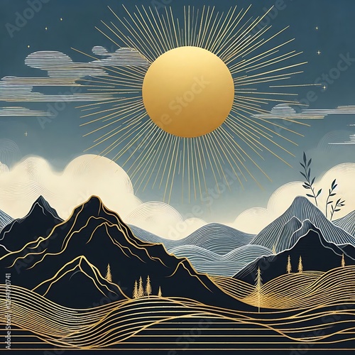 summer landscape with sun and clouds