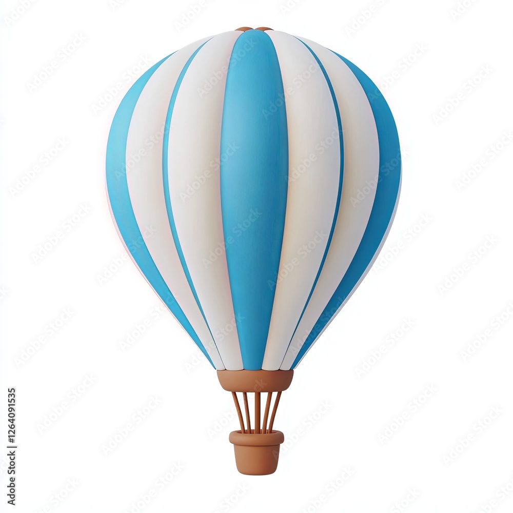 Obraz premium hot air balloon, 3d style imitation, cartoon icon, white background
