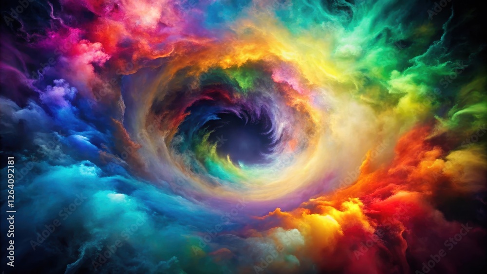 Fototapeta premium Vortex of colorful mist swirling around a central axis , misty, blur, misty