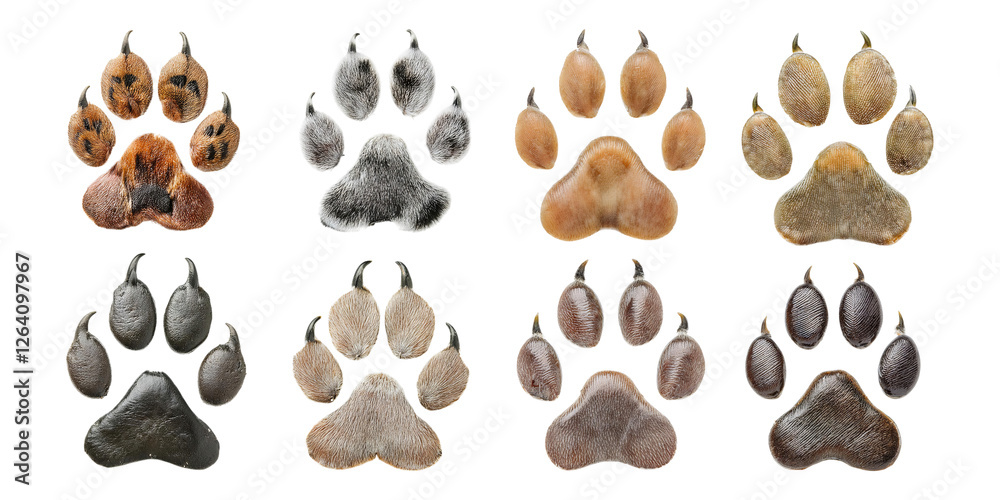 Collection of Unique Animal Paw Prints on a Transparent Background, isolated on transparent background Collection of Unique Animal Paw Prints on a Transparent Background, isolated on transparent background