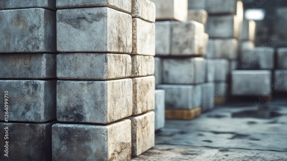 Concrete cubes stacked outdoors, urban background, architectural texture Concrete cubes stacked outdoors, urban background, architectural texture