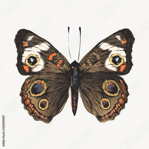 Common Buckeye butterfly animal illustration vector