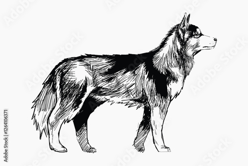 Siberian Husky dog animal illustration vector