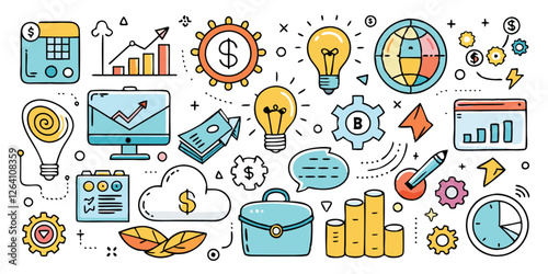 Hand-Drawn Doodle Business & Finance Icon Set
