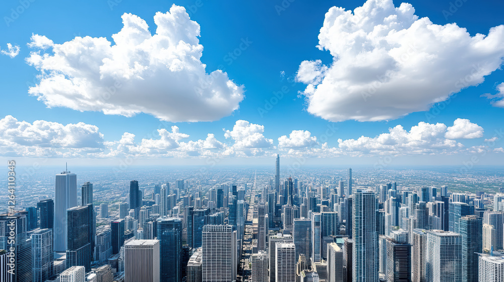 stunning cityscape with clear skies and towering skyscrapers stunning cityscape with clear skies and towering skyscrapers