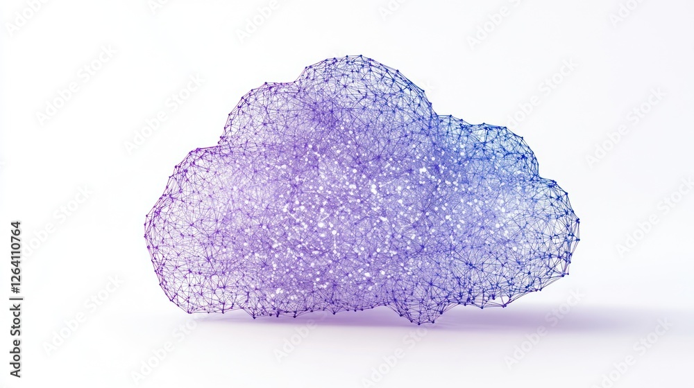 Fototapeta premium Purple-blue cloud network digital data visualization on white