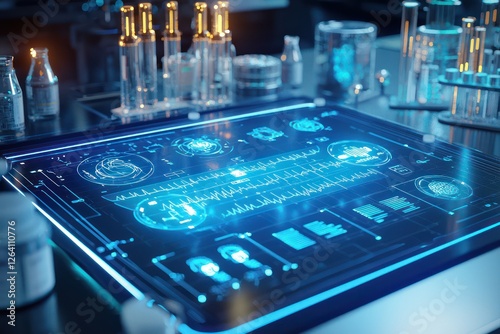 Wallpaper Mural Holographic display of high-tech diagnostics glows futuristically. Torontodigital.ca