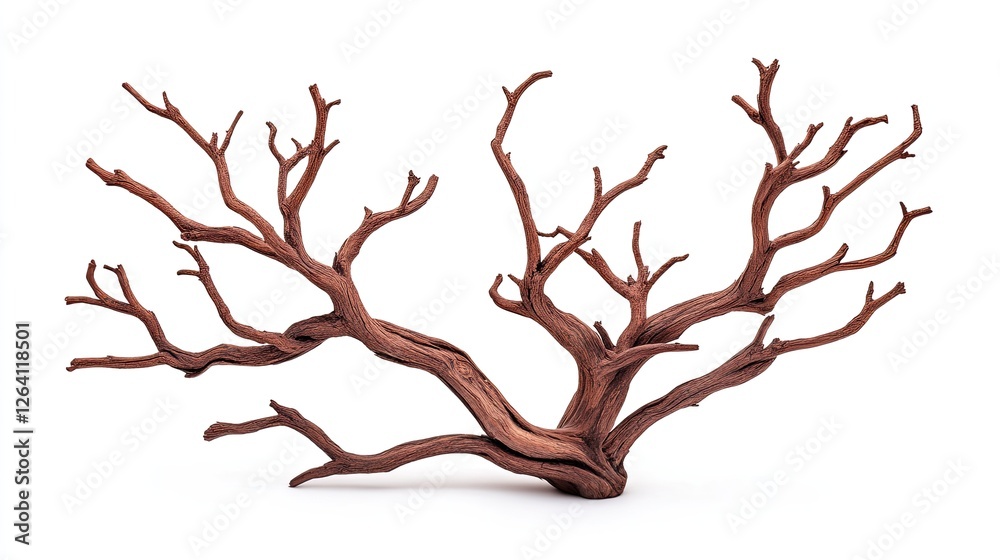 Fototapeta premium Intricate dry tree branches showcasing natural beauty against a plain background, ideal for decor