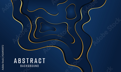 Abstract Blue Gold Wave Background Design