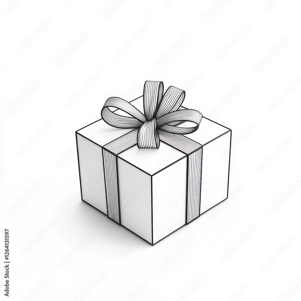 Fototapeta premium Gift box for celebrations shown in 3D glyph design, minimalist on white background.