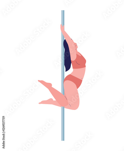 Artistic pole dance pose