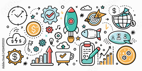 Hand-Drawn Doodle Business & Finance Icon Set