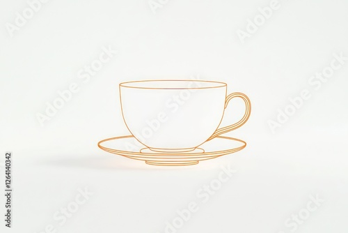 3D line icon representing a calming tea cup offering moments of relaxation on solid white.
