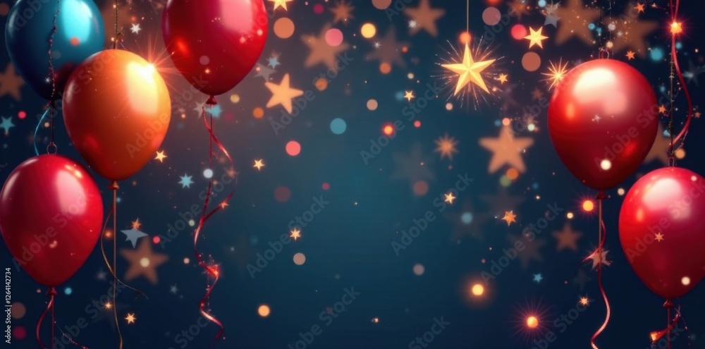 New Year's Eve balloons and streamers in a festive holiday setting, Countdown Banners, Holiday Garland, Hanging Banners New Year's Eve balloons and streamers in a festive holiday setting, Countdown Banners, Holiday Garland, Hanging Banners