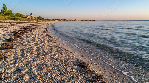 Serene beach landscape coastal area photography tranquil environment wide angle nature's beauty